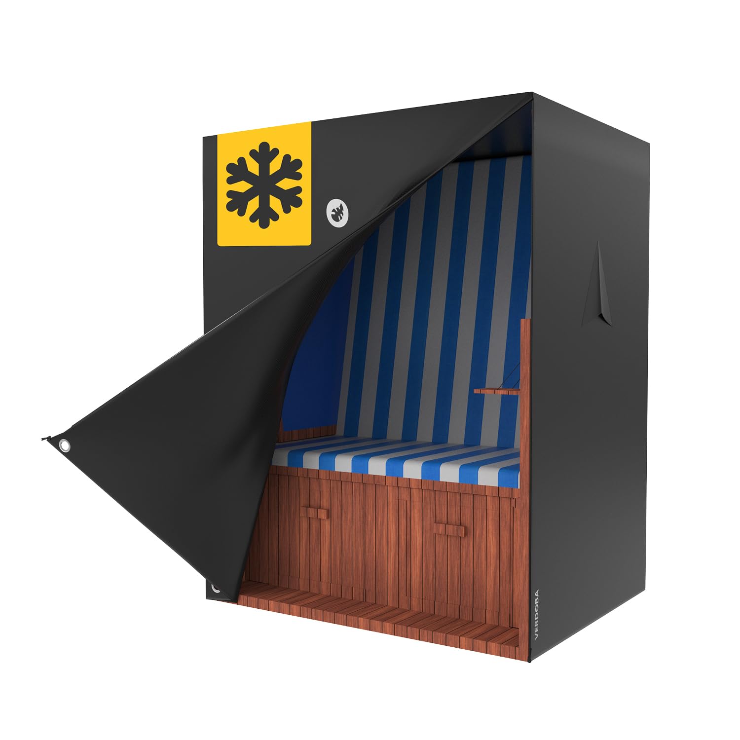 VERDOBA - Premium Strandkorb Schutzhülle Winterfest 600D Oxford - 100 x 155 x 160 cm große Strandkorb Schutzhülle - wasserdichte Strandkorbhülle mit YKK Reißverschluss & UV-Schutz