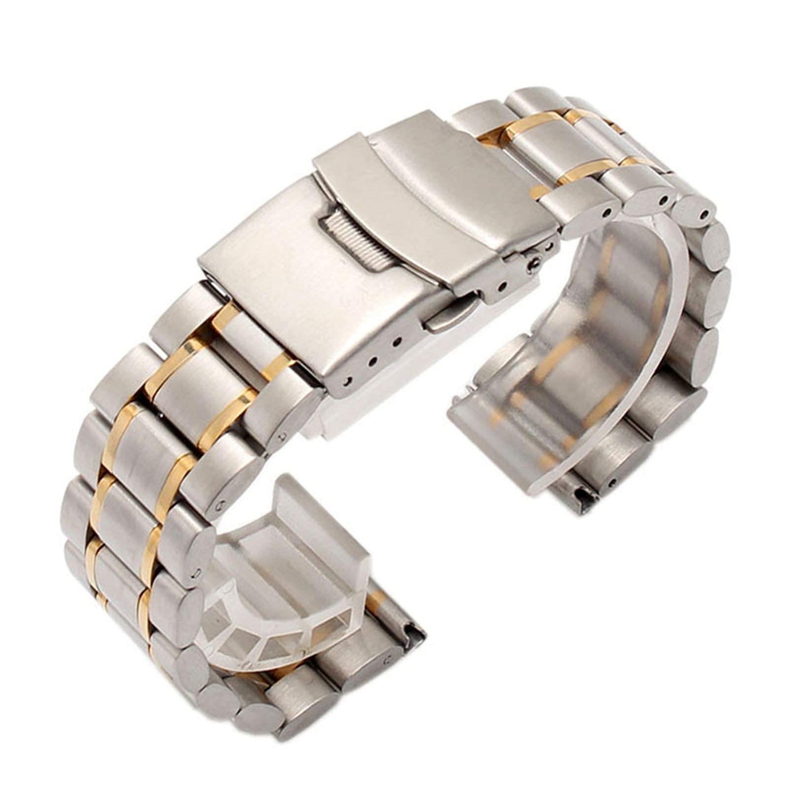 Bracelet de montre en acier inoxydable élégant pour homme actif 18mm argent or