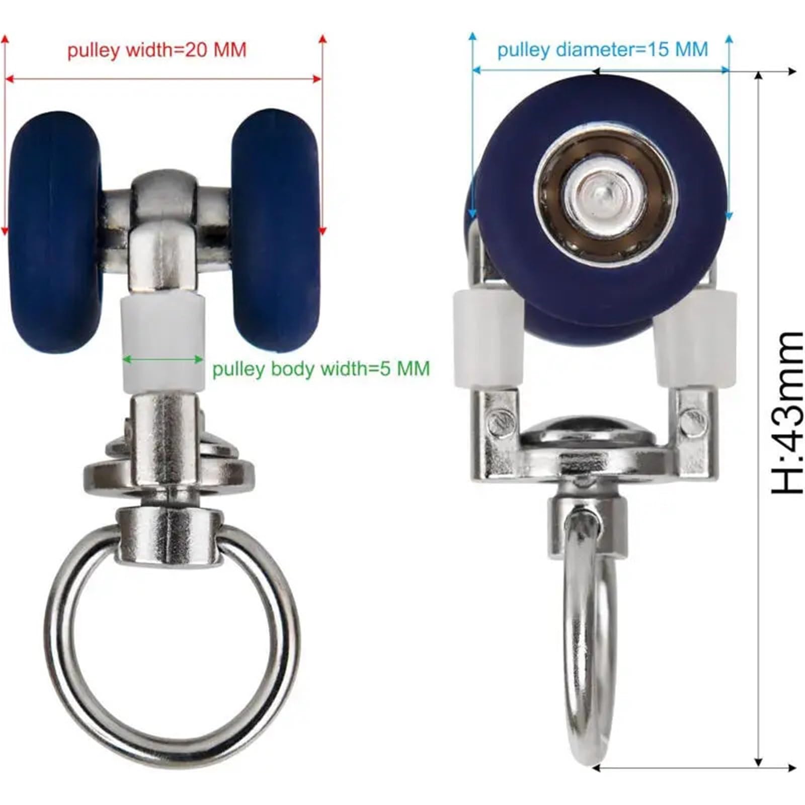 Gardinenrollen 10/20 PCS von Vorhang Schienen Riemenscheiben Kunststoff Rollen Vorhang Zubehör Riemenscheiben Haken Riemenscheiben Fenster Hardware Edelstahl(20pcs)