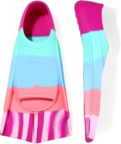 Miniatura 118 de Aletas de natación para niños, aletas cortas para niños y jóvenes, aletas de natación para entrenamiento de natación para niños, niñas, niños Azul,