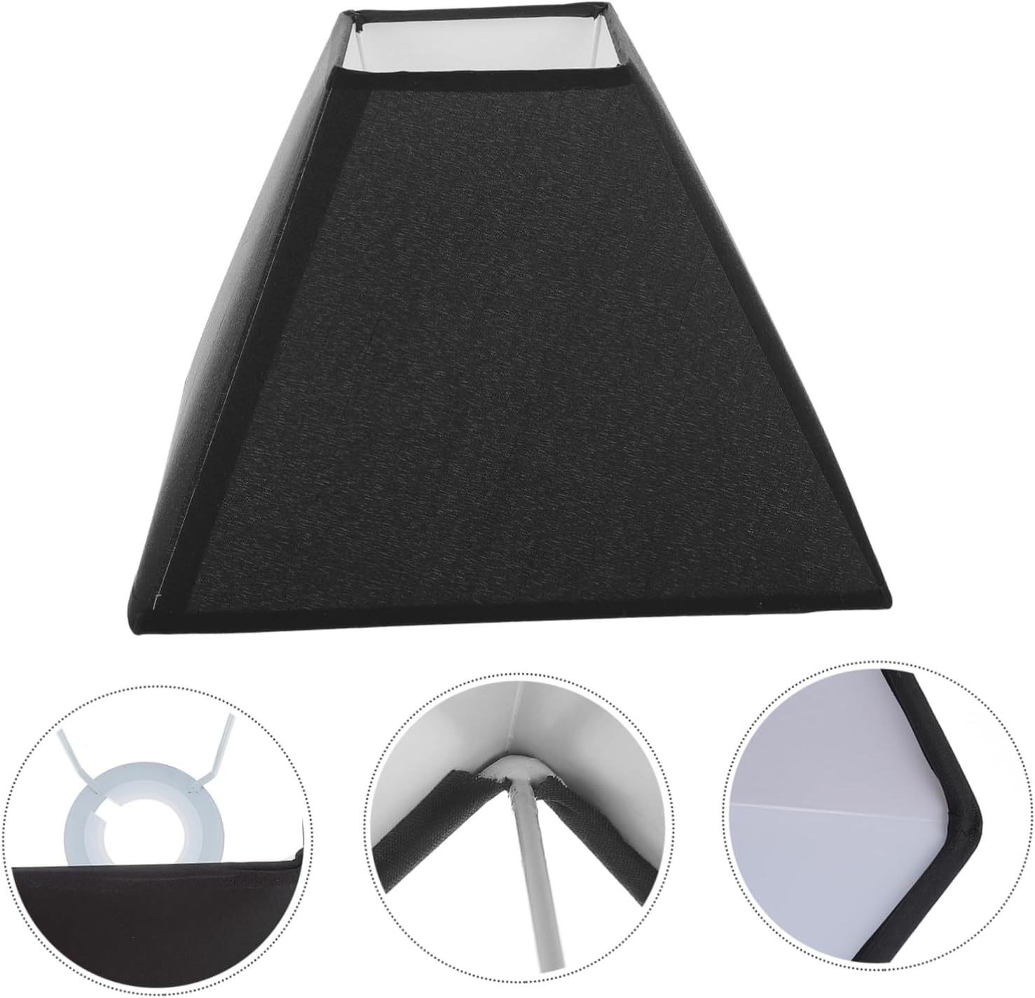 1set Classic Square Cloth Lampshade Lightweight Tabletop Light Protector for Floor and Bedside Lamps Non-dazzling Design Easy Installation Black Polyester Fabric