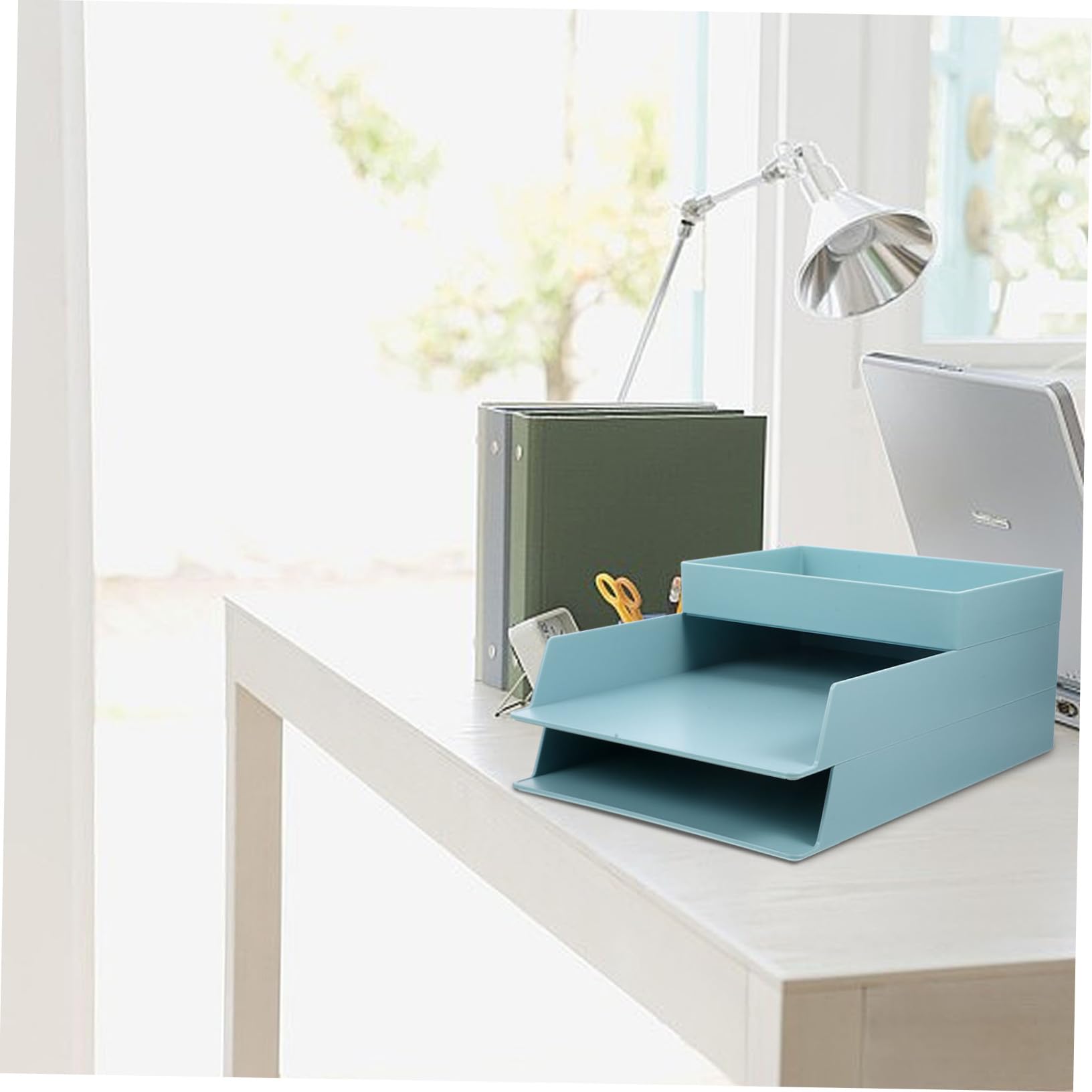 Caja Organizadora Apilable para Abs Azul Soporte para Archivos de Unidades Contenedor de Papelería para Oficina y Estudio