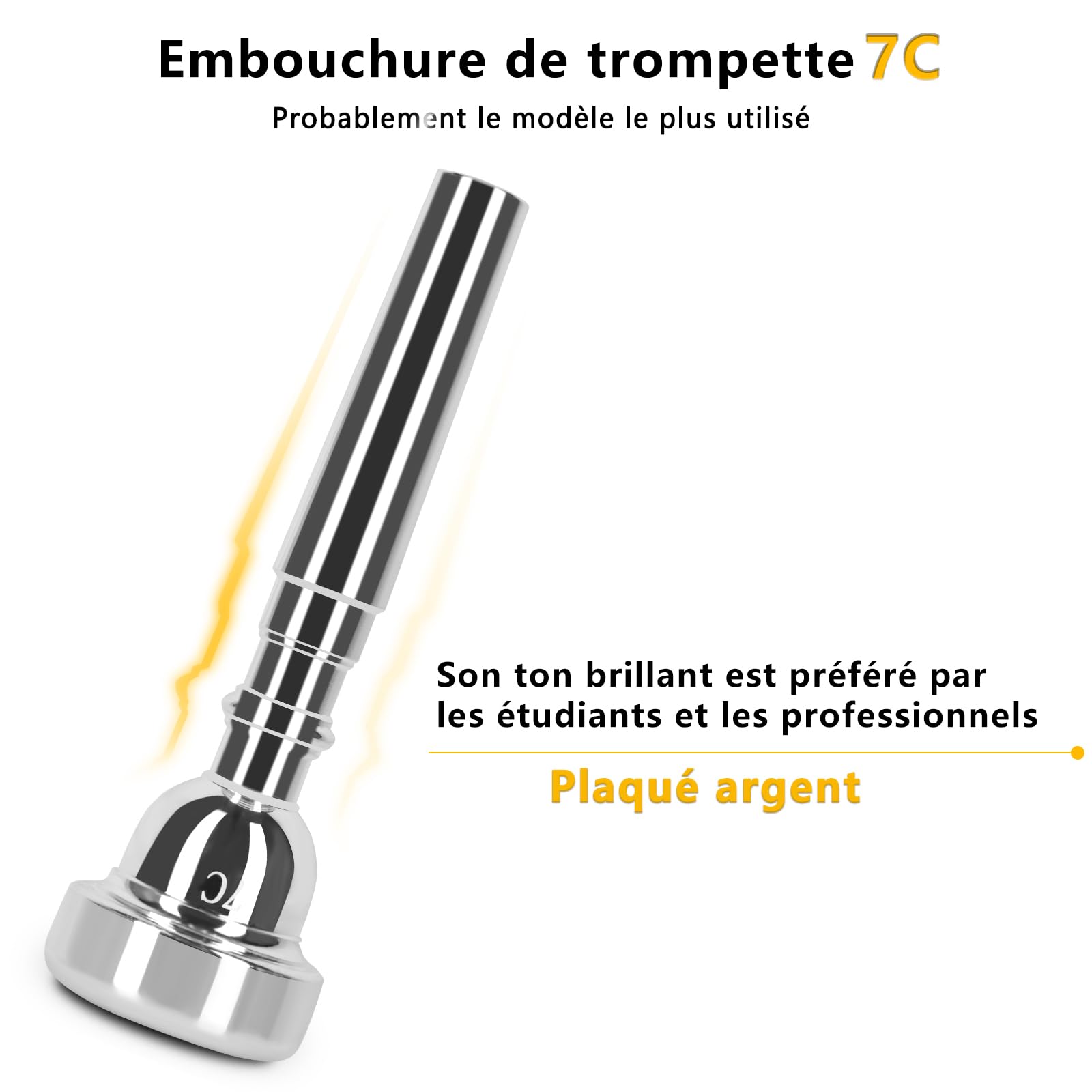 EASTROCK Trompette en Sib pour débutant, Trompette standard en laiton pour étudiants, Trompette avec étui, gants, embouchure 7C (Noir)