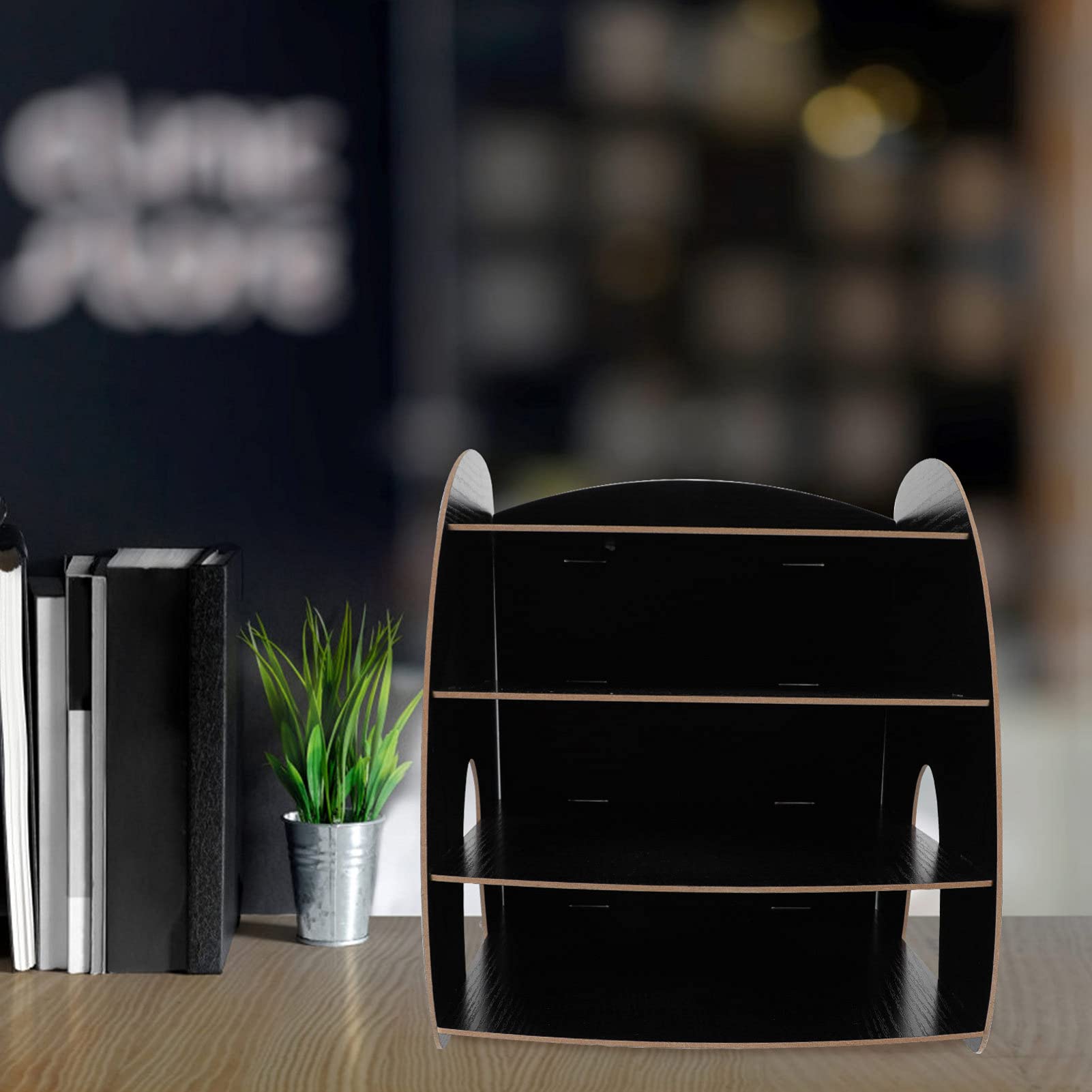 Schreibtisch-Organizer aus Holz mit Schublade, Bücherregal, Schmucktablett, Kosmetik-Aufbewahrung, A4-Größe, Haushalts-Organizer für den Schreibtisch
