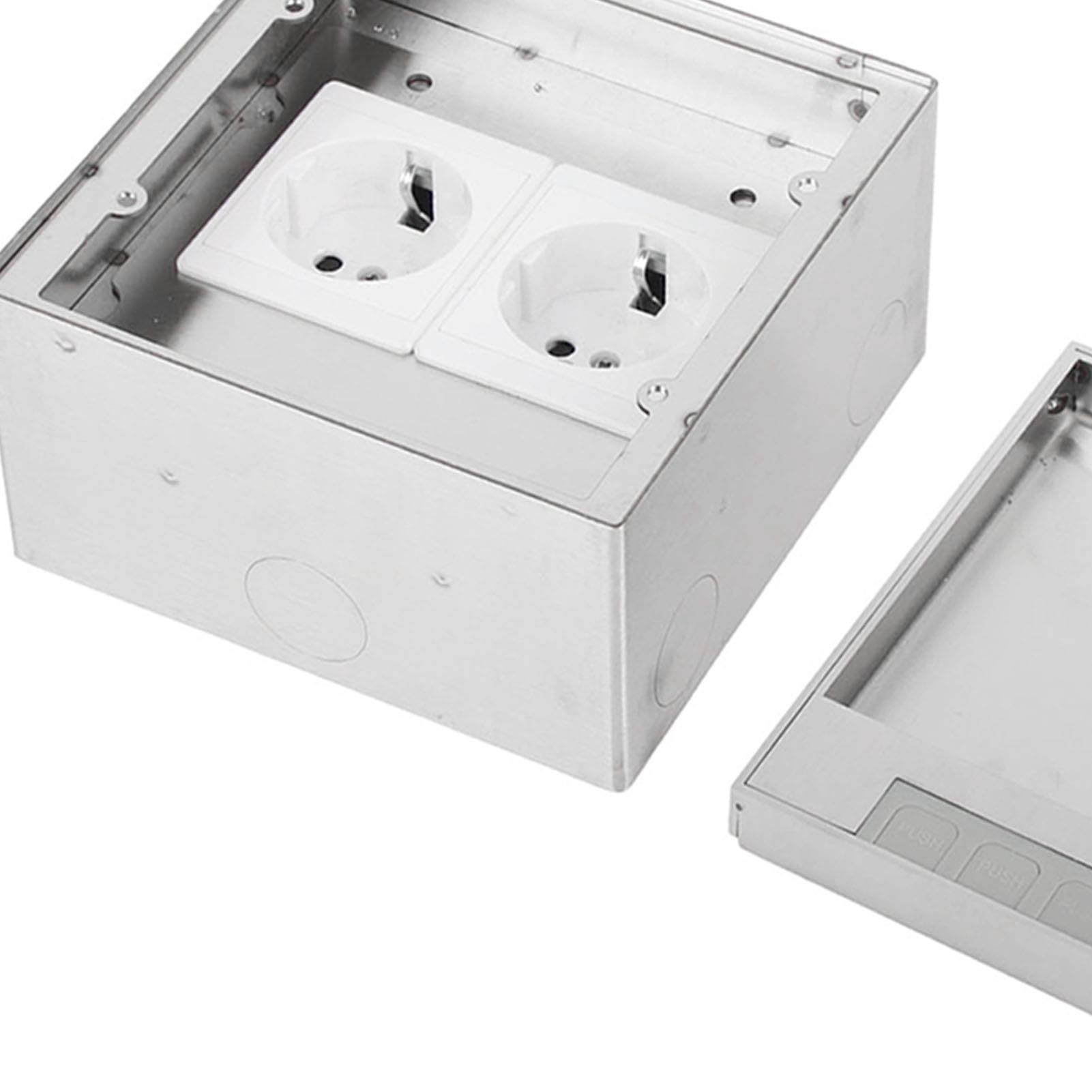 Scatola di Derivazione da Incasso a Pavimento con 2 Prese Design Impermeabile in Acciaio Inossidabile Premium per Casa, Ufficio, Scuola 16A 4000W