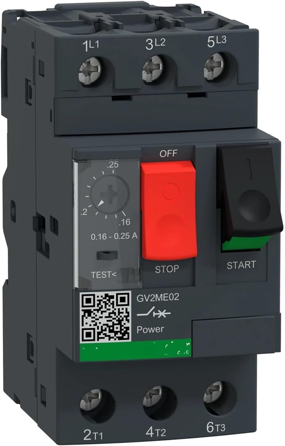 GV2M02 GV2ME02 GV2-ME02 Motor Circuit Breaker, GV2, 3P, 0.16-0.25 A, Thermal Magnetic, Screw clamp terminals