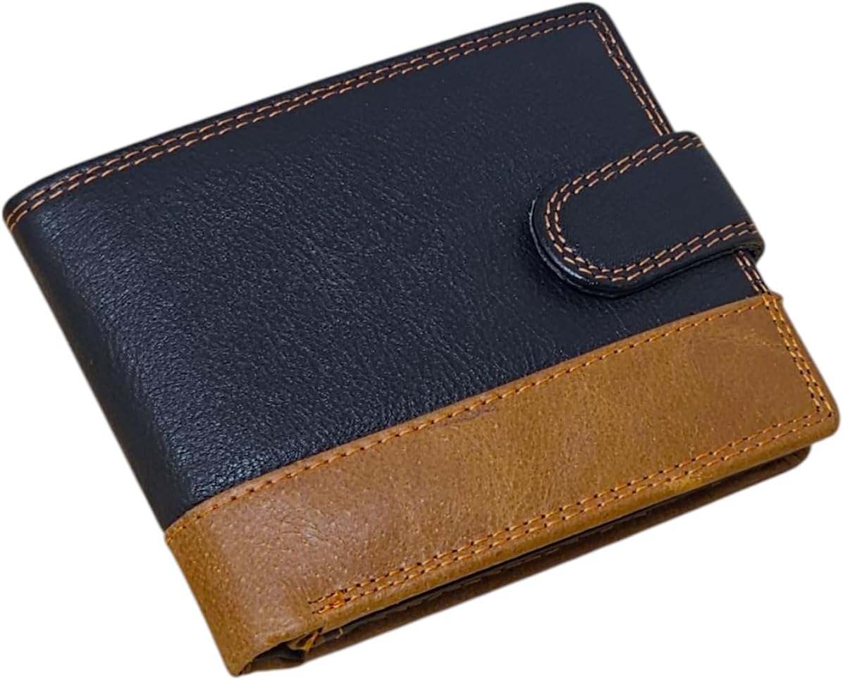 MORUCHA Personalised Wallet Men | Custom Engraved Wallets for Men UK | Genuine Soft Leather Wallet | Built in RFID Blocking | Engraved Gift for Him (Horizontal, Black/Tan) - Image 7