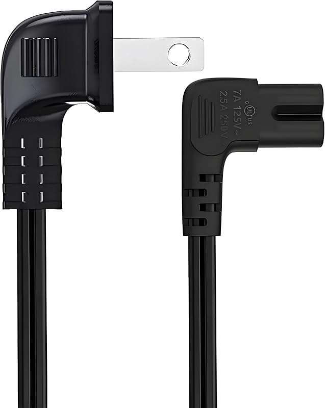 Cable de alimentación universal para TV de 6 pies compatible con Amazon Fire TV 43" 55" 65" 4 Series Omni Series 4K UHD Toshiba Hisense Apple Samsung Reemplazo de cable de alimentación en ángulo de 90 grados