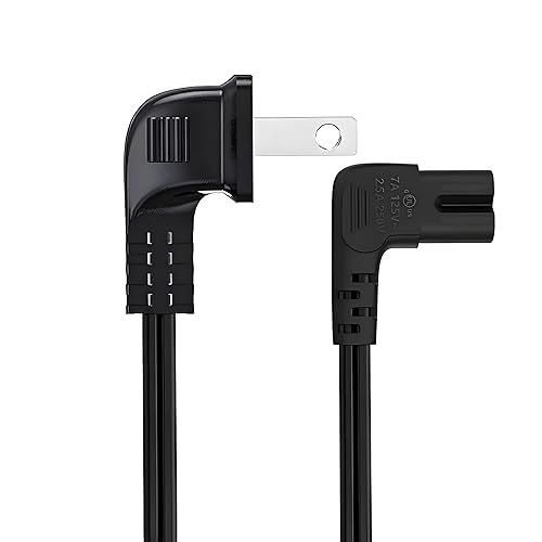 Cable de alimentación de TV en ángulo de 90 grados en forma de L de 18 AWG en ángulo de 2 ranuras no polarizadas, cable de alimentación para Samsung