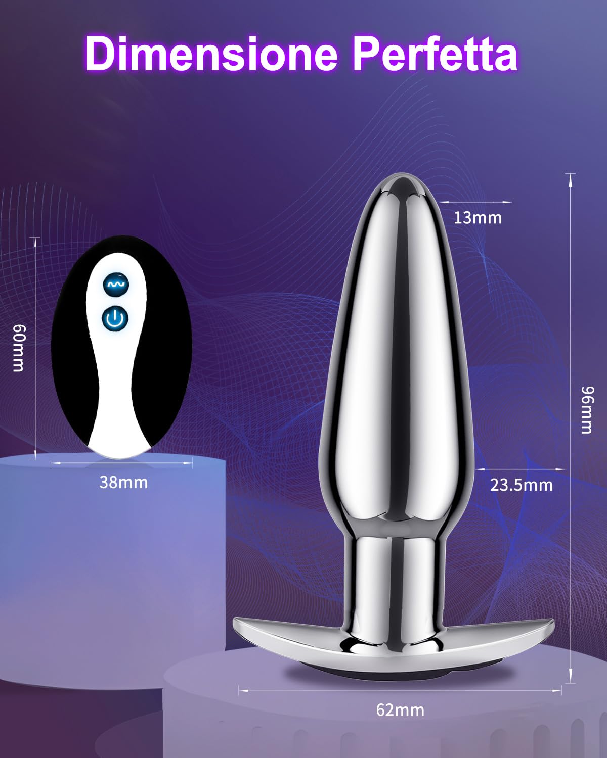 Vibratore Plug Anale-Dilatatore Donna Sexytoysys Uomo Coppia Vibratoreper Donna Professionale Wireless con Telecomando Sex Toys Vibratore per Uomo Vibratori (Metals)