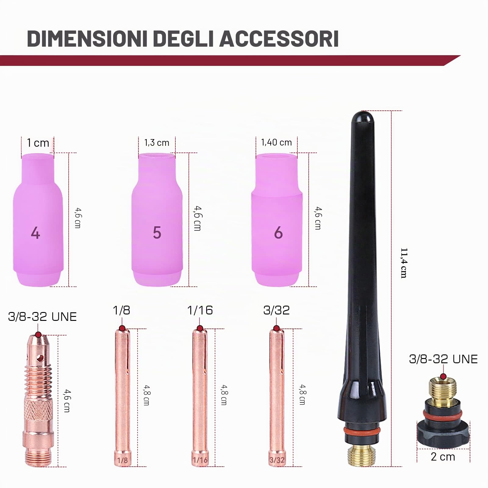 ARCCAPTAIN Torcia per saldatura TIG, torcia TIG Argon WP-17V con tubo dell'aria rosso da 13 piedi e connettore da 35-50 mm, torcia TIG di sollevamento 150 A per ARCCAPTAIN ARC200 MIG200