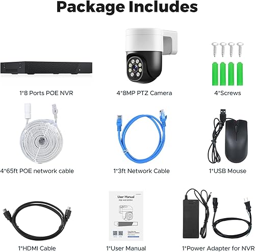 Miniatura 9 de Audio de 2 vías+4K8MP Sistema de cámara de seguridad Camcamp 4K PoE, sistema de seguridad de cámara CCTV, cámaras CCTV para el hogar de 8 MP, NVR de