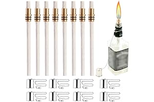Whiskey Bottle Tiki Torch Kit with 8 Long-Lasting Wicks & Brass Wick Mount