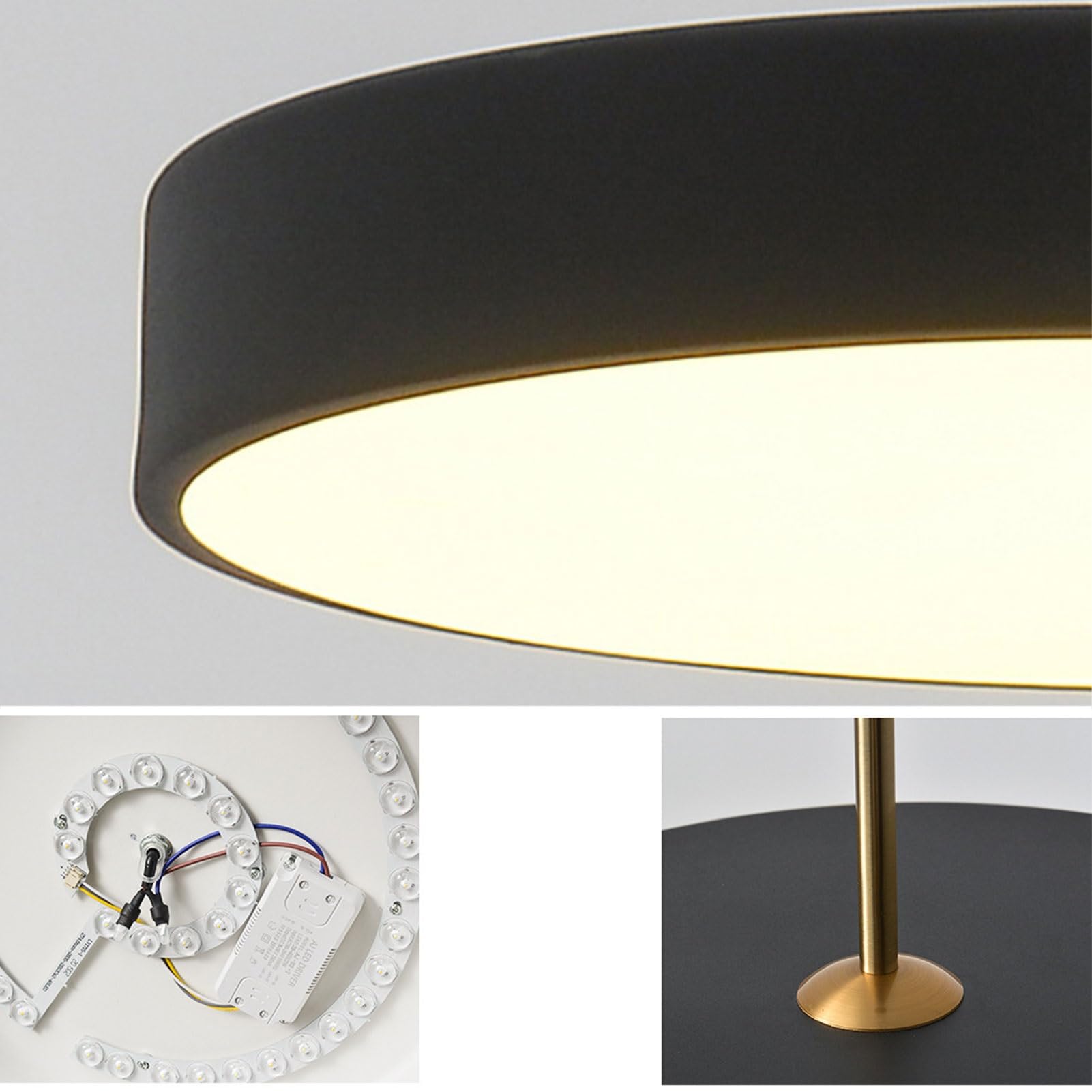 Minimalistyczny i lekki, okrągły i ultracienki żyrandol z akrylowym kloszem, idealny do biura, jadalni, sali konferencyjnej, wyspy kuchennej/biały, 30 cm/trzy kolory