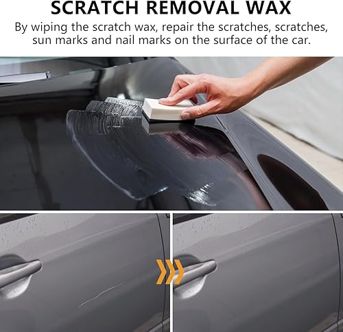 Miniatura 5 de Removedor de arañazos para vehículos, kit de removedor de arañazos de automóvil con esponja para limpiar, cera de pulido para automóvil para