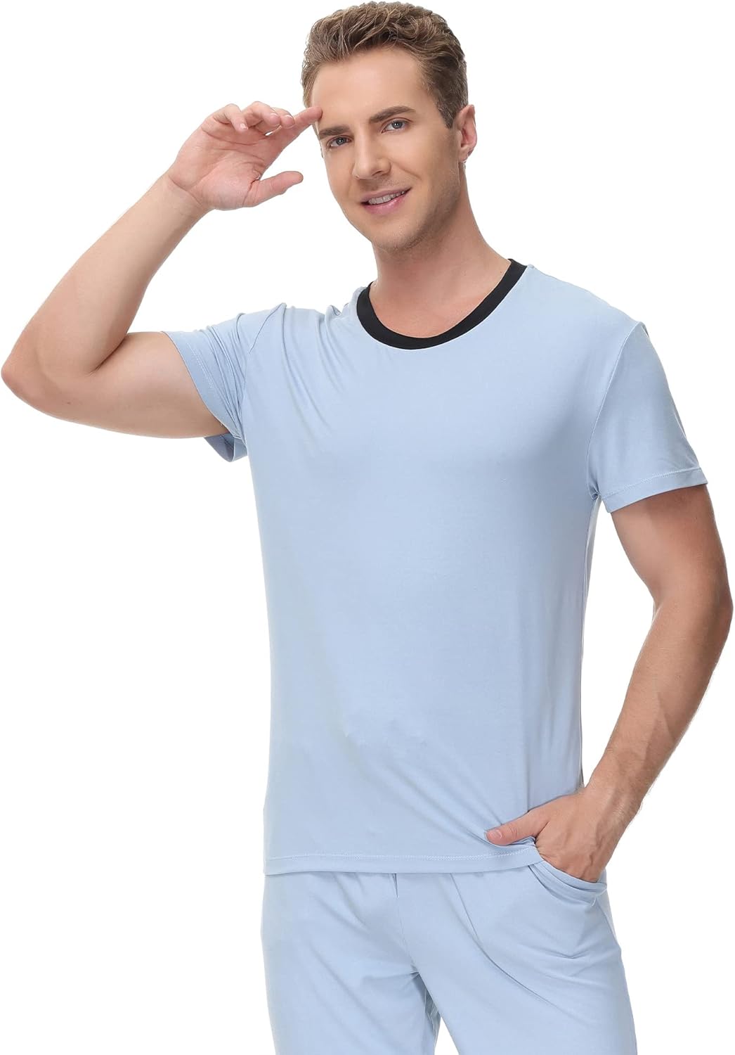 Ink+Ivy Mens Sleepwear Pajama Top Crewneck T-Shirt, Soft Sueded Jersey Tee Loungewear, Undershirt - Image 3