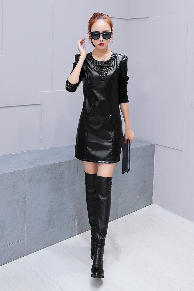 Robe velours noir automne hiver chaude pour soirées et bureau S