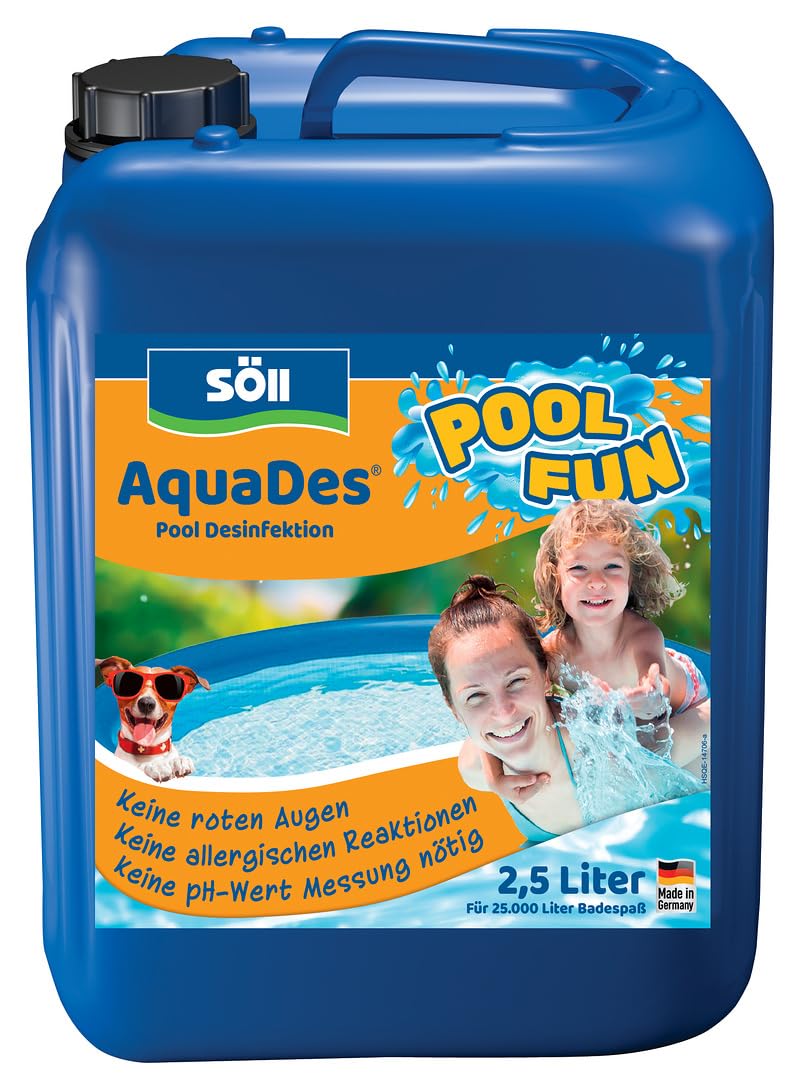 Söll 81456 AquaDes 2,5 l - Pool-Desinfektion, Poolreinigung, Wasserpflege gegen Bakterien und Keime, Desinfektionmittel für Pool Planschbecken Schwimmbecken Kinderpool