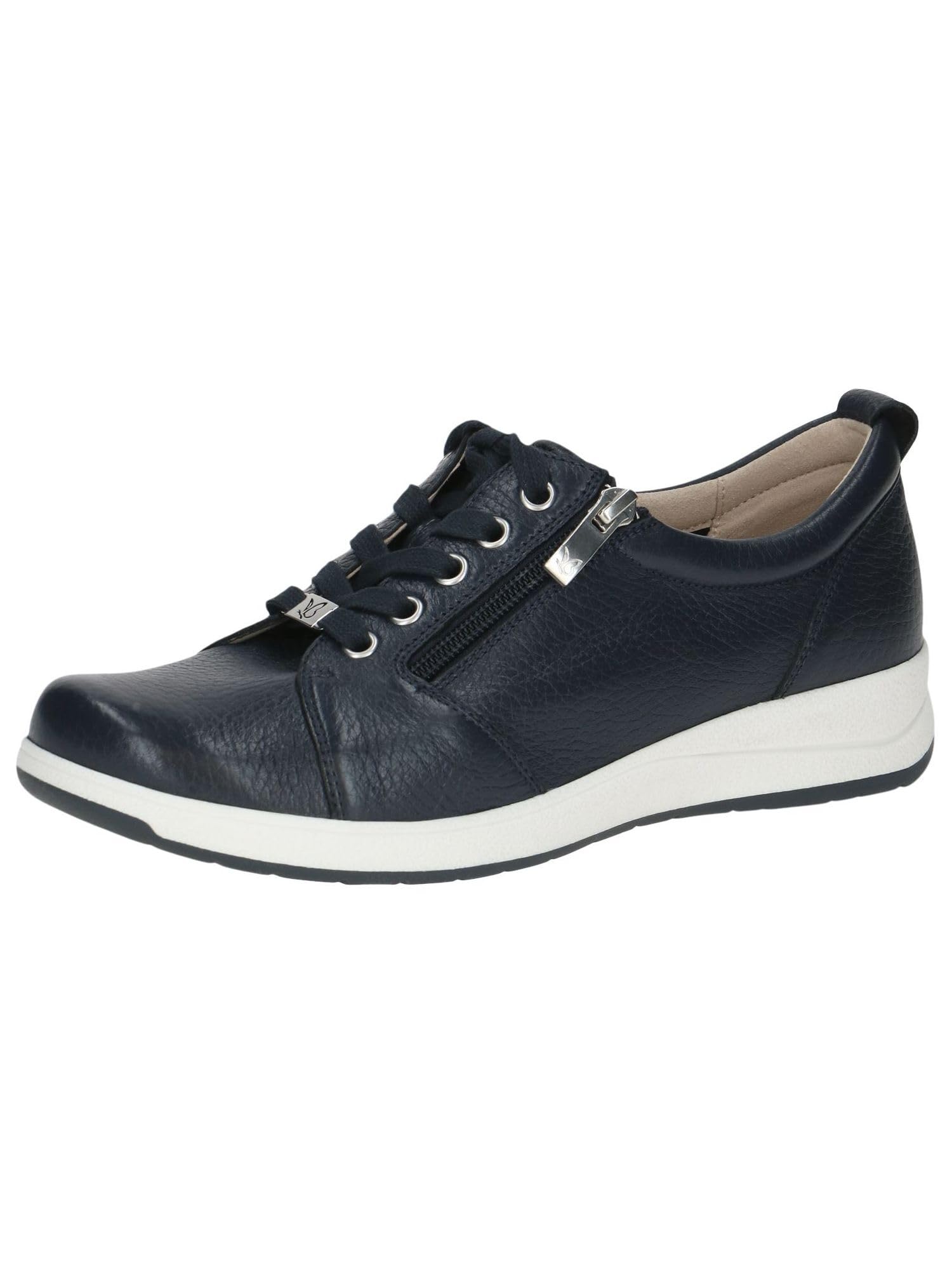 CAPRICE Comfort Women's Flat Leather Sneakers with Zipper, Blue (Ocean Deer), 6.5 UK