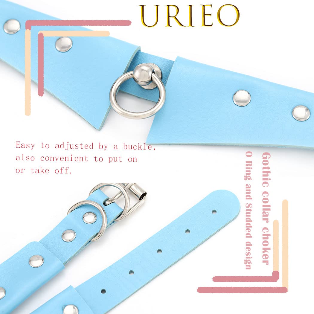 Urieo Gothic Leather Choker Necklace  Punk Nightclub Jewerly Accessories for Women: Blue
