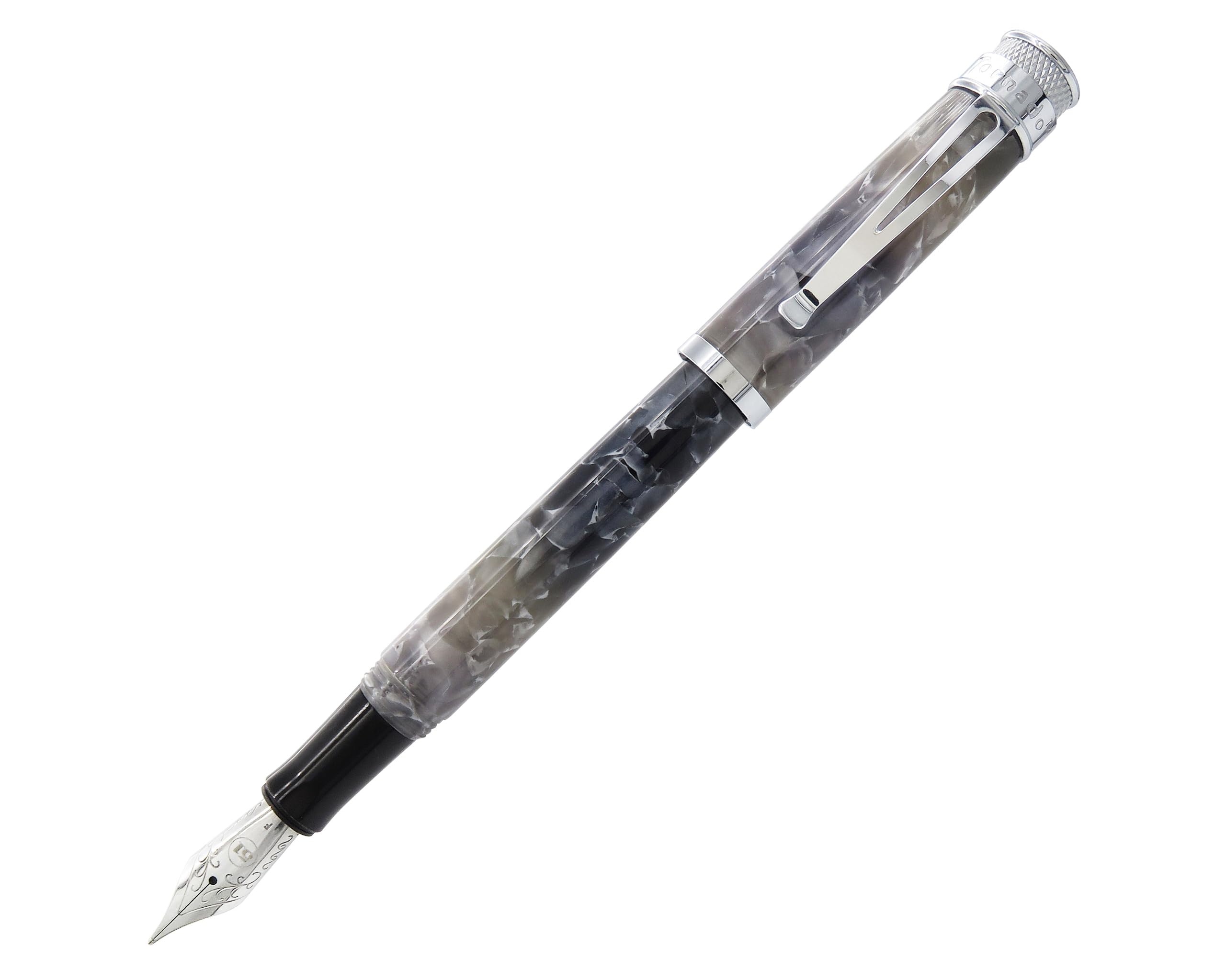 Retro 1951 Stylo plume, pointe fine en acrylique argenté (ARF-2254-F)
