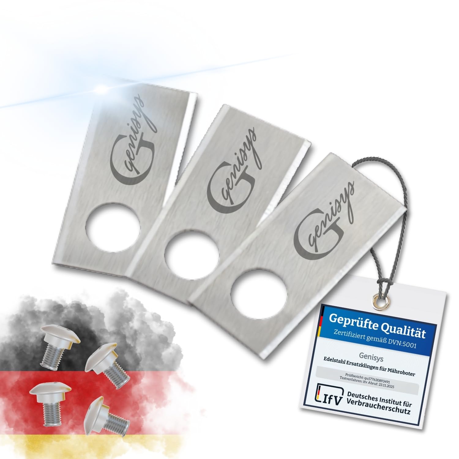 Genisys 30 Lame di Ricambio (LongLife - 0,75 mm) + 30 Viti di Fissaggio [DIN EN 50636 verificato] Compatibile con Honda ® Miimo ® 310 520 3000