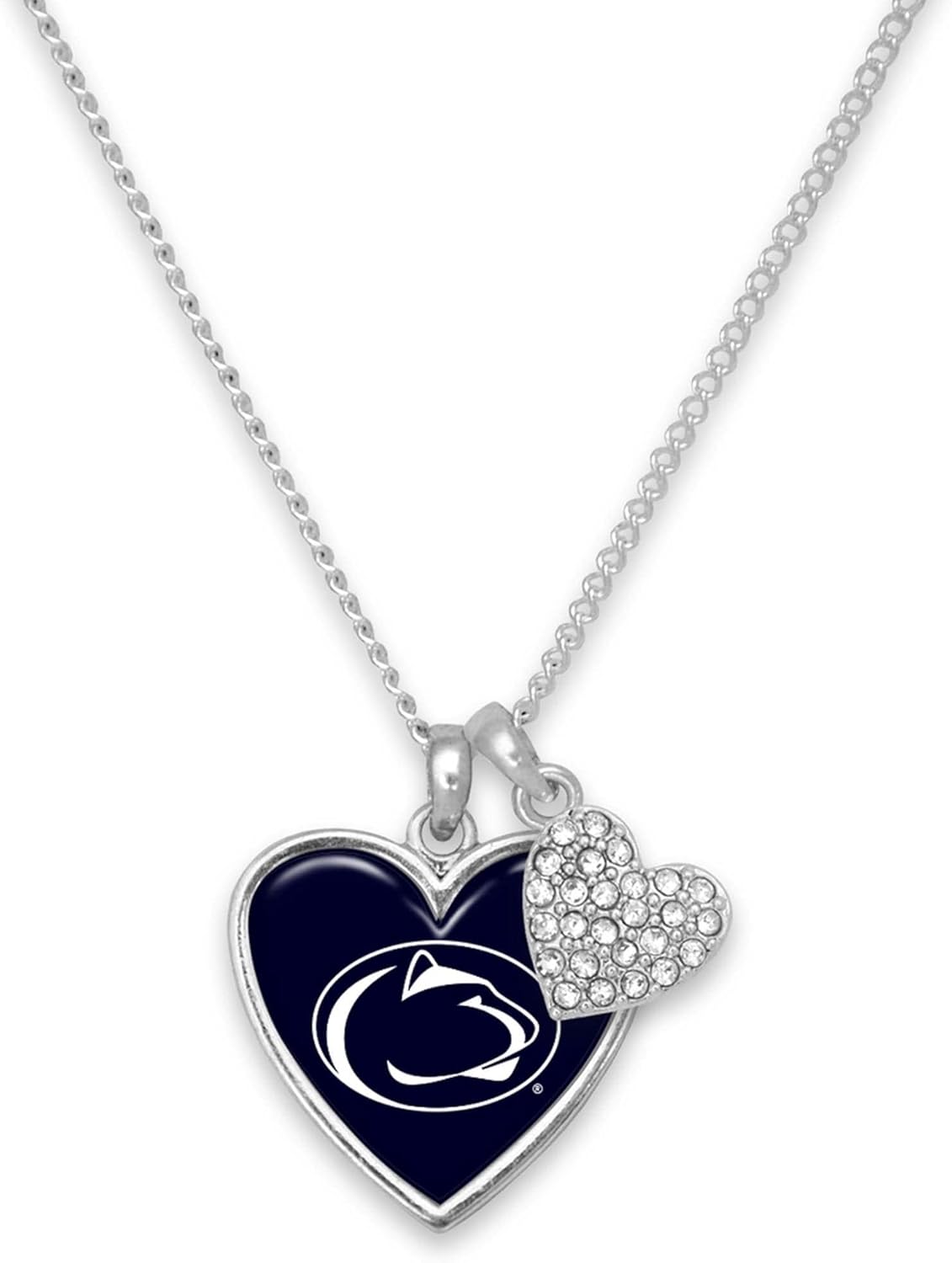 Penn State Amara Crystal Heart Silver Chain Necklace Jewelry Gift PSU, Blue
