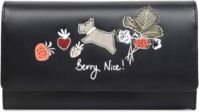 Radley Large Leather Flapover Matinee Purse Wallet Berry Nice in Black