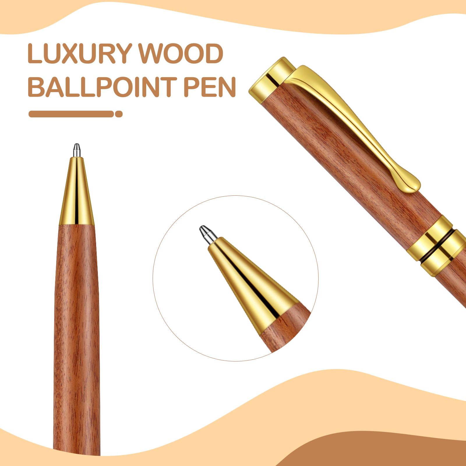 Yeaqee 18 penne a sfera in legno di lusso, 1,0 mm, eleganti penne a sfera in legno, inchiostro nero, regalo di Natale, per uomini, donne, dipendenti, insegnanti, diari, diari, affari