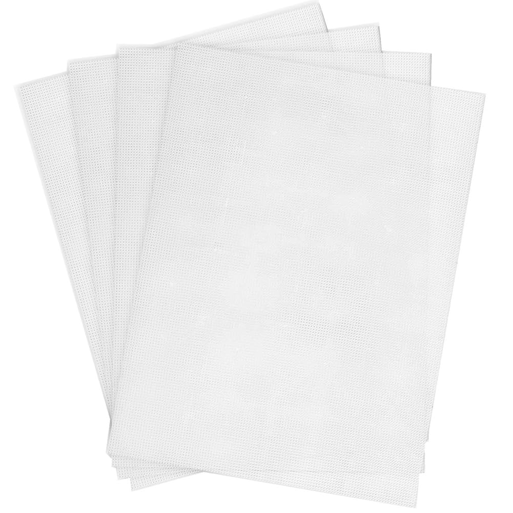 4 PCS 14 Count Plastic Mesh Canvas Sheet 14 CT Plastic Aida for -,Making Jewelry Organizer (11x8Inch) White