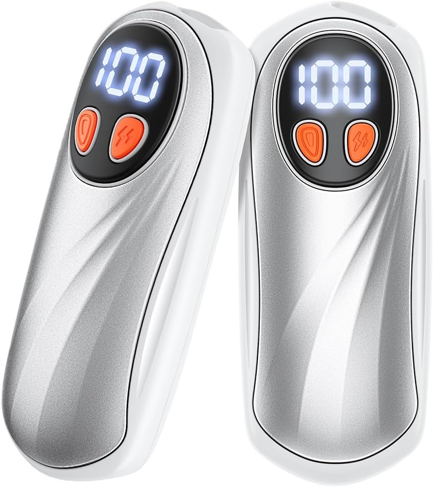 Hand Warmers Rechargeable 2 Pack, 6000mAh Electric Hand Warmers, 5-Level Heating with Battery Display, Reusable Portable Pocket Heater, Gifts for Christmas, Outdoor, Golf, Travel, Hunting, Camping