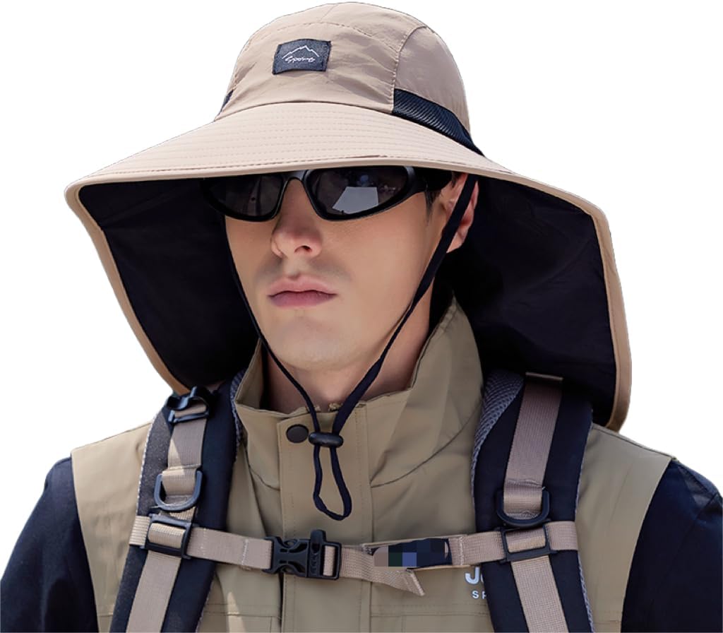 WANYI Sonnenhut Mit Nackenschutz - 360° UV Schutz Outdoor Hut Für Wanderung & Angeln