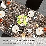 Recaceik Dining Table Set for 4, Kitchen Table and Chairs Set with Faux Marble Tabletop & 4 Leather Upholstered Chairs for Kitchen Dining Room, Compact Space, Dinette Set, Brown+Brown - Image 5