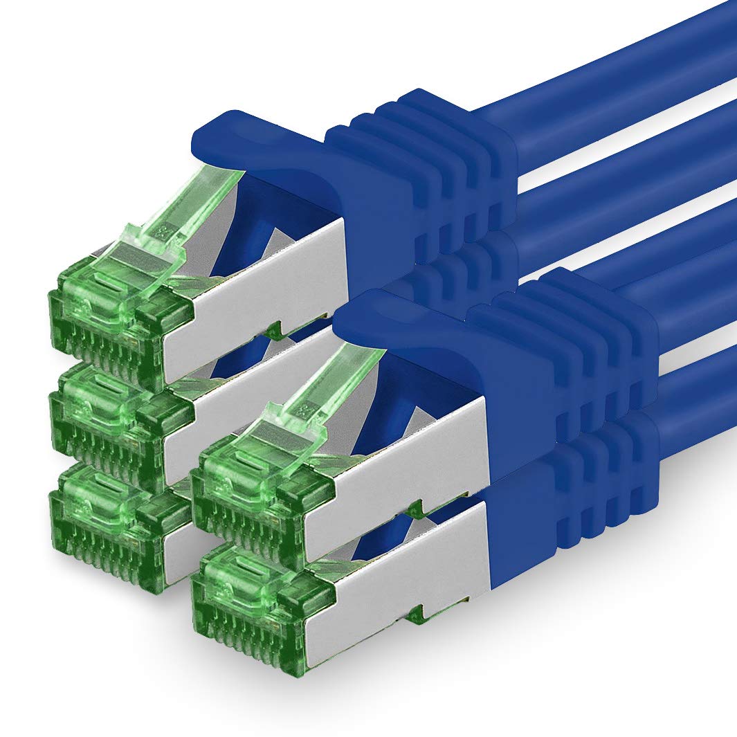 1aTTack.de 3 M Cat.7 Netzwerk-Kabel 5 Stück Cat7 Patch-Kabel Lan-Kabel Ethernet RJ45 10 Gbit/s (Alle Internetgeschwindigkeiten) Blau 3 Meter