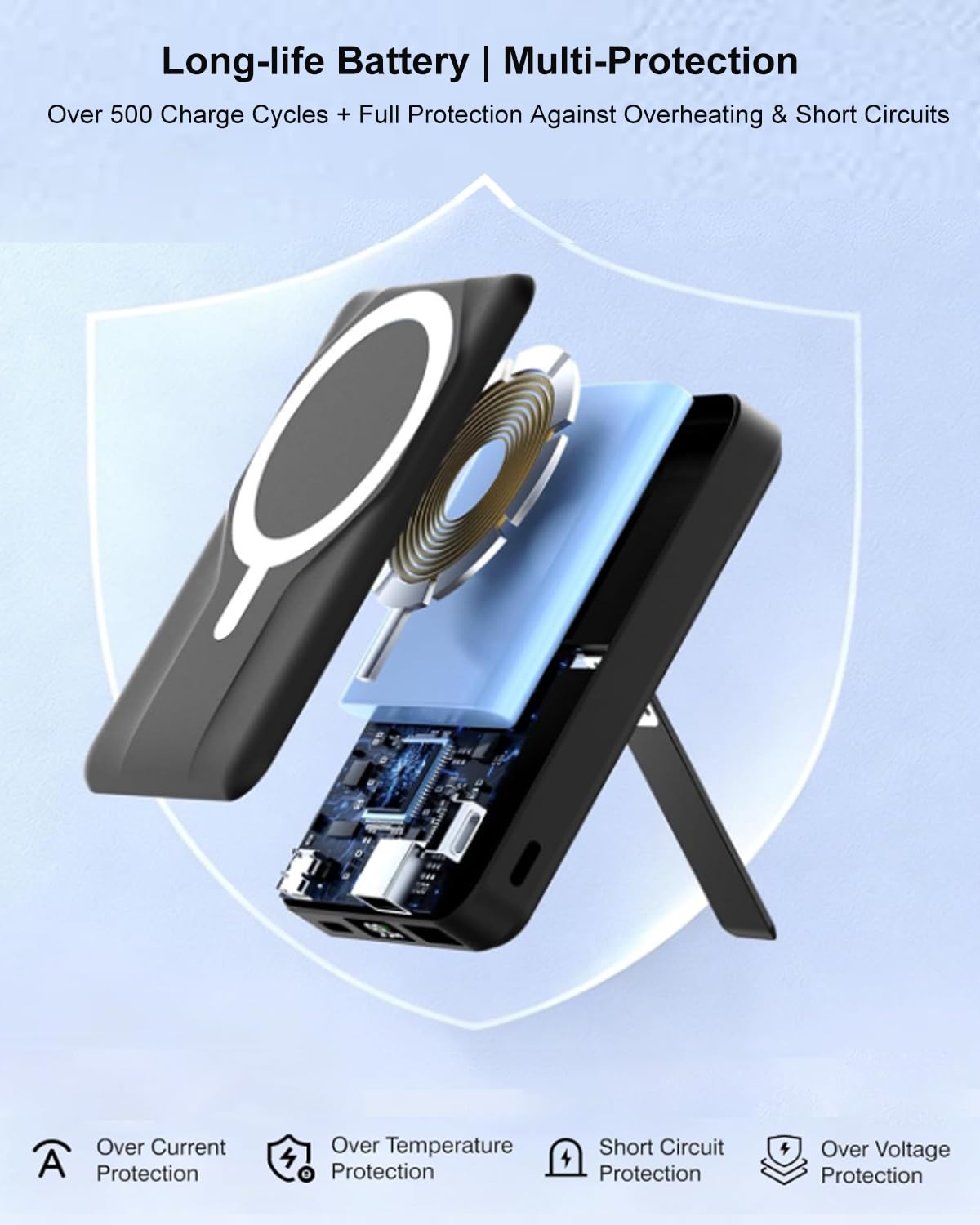 Azmuth Powerbank per Magsafe, 10000mAh Power Bank Batteria Esterna Magnetica, Caricatore Portatile Ricarica Rapida con Display LED, Wireless Powebank per iPhone 17/16/15/14/13/12 Serie, Nero