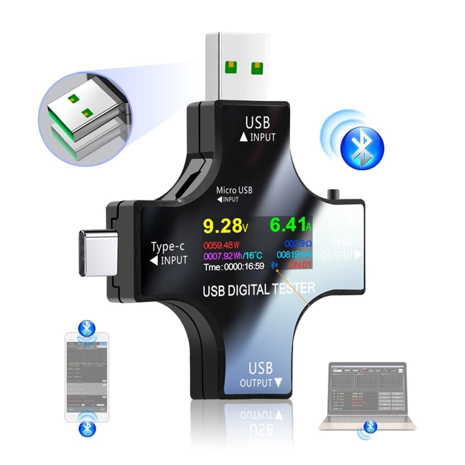 Urządzenie pomiarowe tester USB Usb. Tester Typ Bluetooth. -C pd. Digital Voltmeter Napięcie Obecny Miernik AMMETER Detector Power Bank Ładowarka(With Bluetooth)