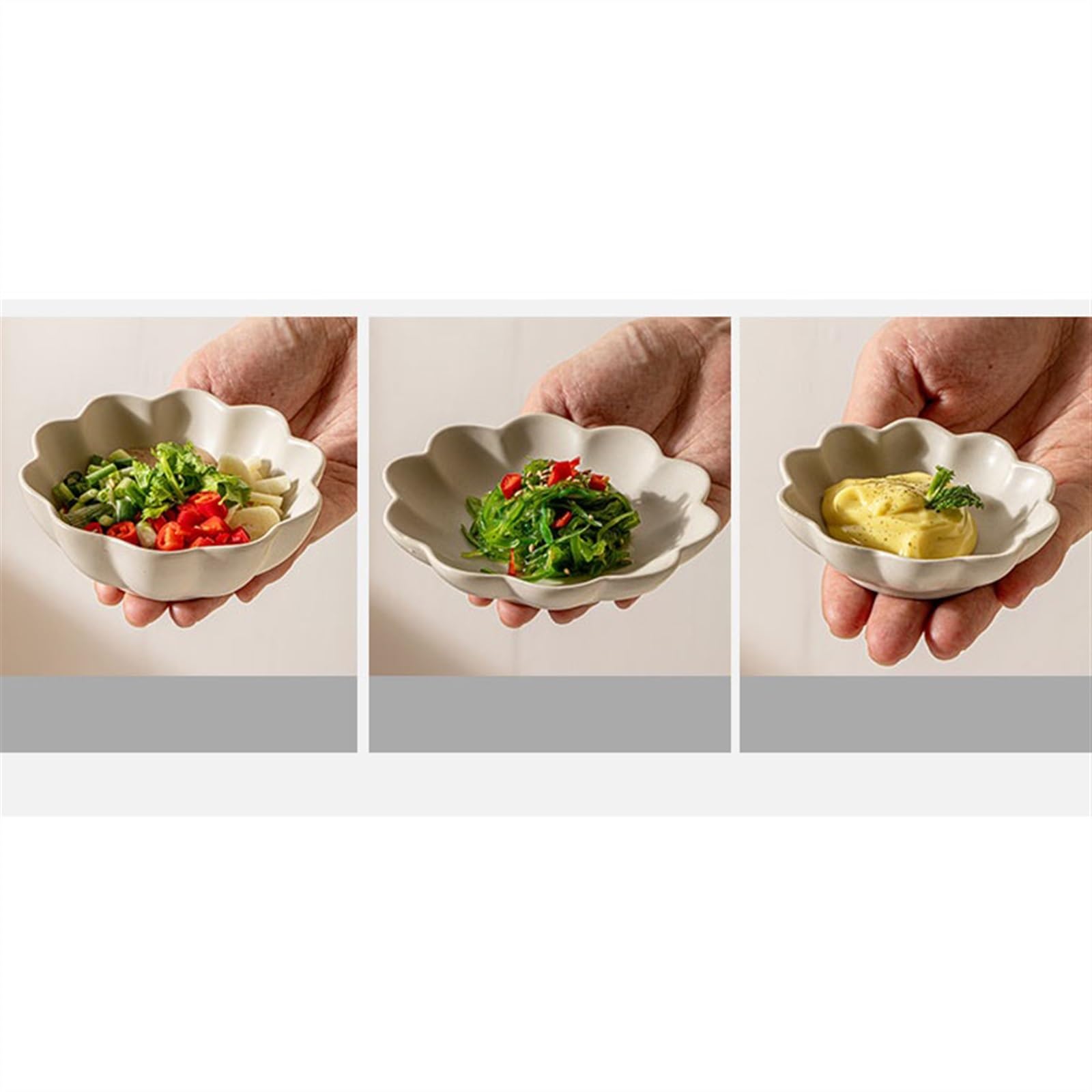 Multifunktions Blütenblatt Form Kleine Platte Drei Sätze Haushalt Keramik Geschmack Grill Fleisch Tauchplatte Exquisite Snack Leicht zu reinigen