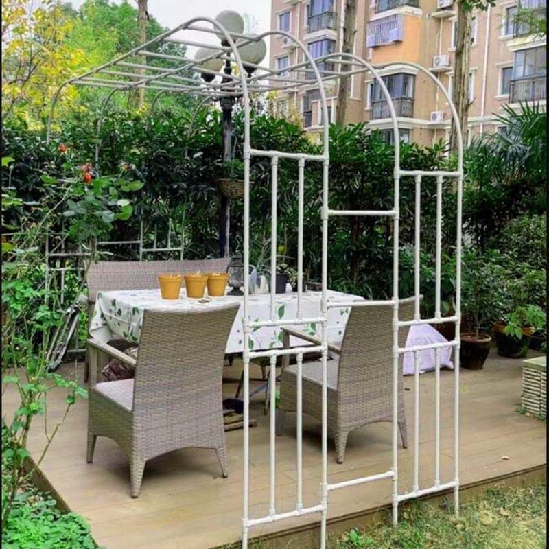 Metalowa pergola do łuku ogrodowego, stojak do pnącza, odporna na warunki atmosferyczne, biała, szerokość: 150 cm, 180 cm, 210 cm, 250 cm, 280 cm, 320 cm (rozmiar: 300 x 240 cm)
