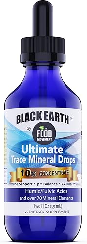 Black Earth Ultimate Trace Minerals 10 veces por The Food Movement - Suplemento mineral húmico fúlvico - Salud intestinal, salud cerebral, mejor