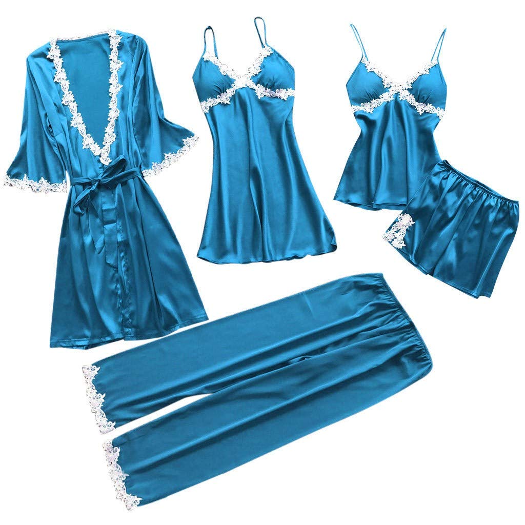 Nachthemden Frauen Nachtwäsche Spitze Sleepwear Sommer Kurz Pyjama Schlafshirts Shorty Nachtwäsche Schlafanzughose Schlafanzugoberteile Einfarbig Hausanzug Schlafkleid Kurz