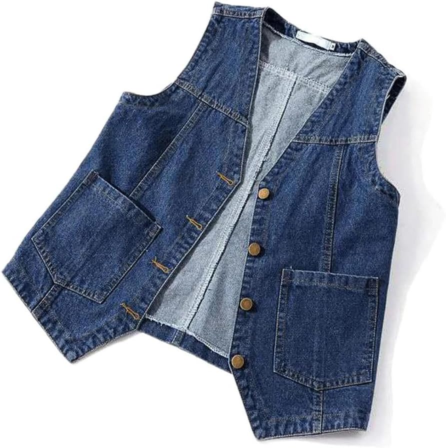 レディース ノースリーブ デニムベスト Vネック ボタンダウン ジャケット ゆったり カジュアル レディース ベストコート