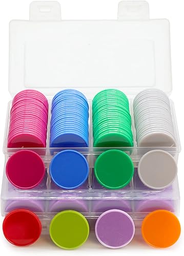 Vista 39 de Juego de 100 fichas de juego de fichas de póquer de plástico opaco con caja de almacenamiento (azul, 1 pulgada)