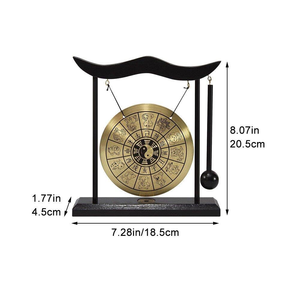 Mini Mesa De Gong De Escritorio, Carillón De Viento, Instrumento De Percusión, Platillos, Gongs con Mazo para Decoración del Hogar, Regalo De Inauguración De Casa