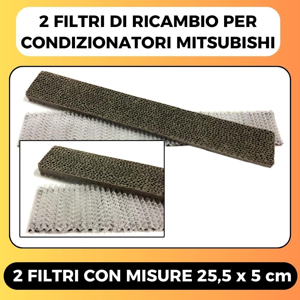 2 Filtri Condizionatore (255x50mm) Filtro Aria Condizionata Sostitutivo per MITSUBISHI, Adatto ai modelli 258 288 328 458 SRK 25 35 40 GZ ZI 222 252 (22 25 28 32) SRC 20 28 40 HC S