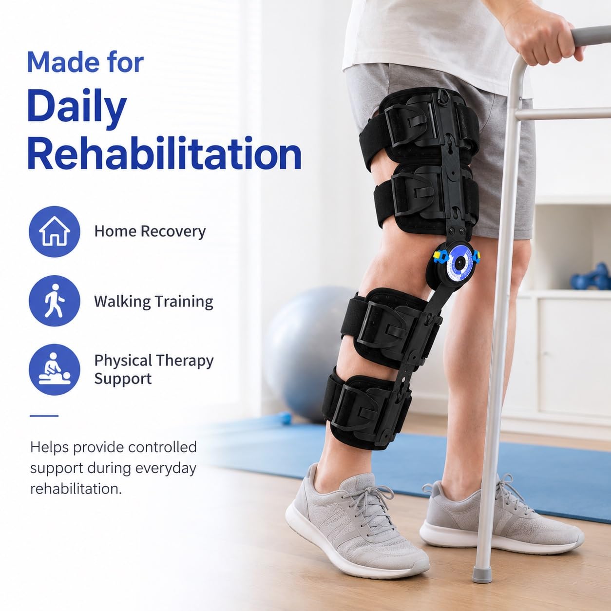 Genérico Rodillera articulada Inmovilizador de Rodilla postoperatorio para recuperación de cirugía de LCA por desgarro de menisco, distensión de ligamento Soporte de Pierna con Rango de movimient