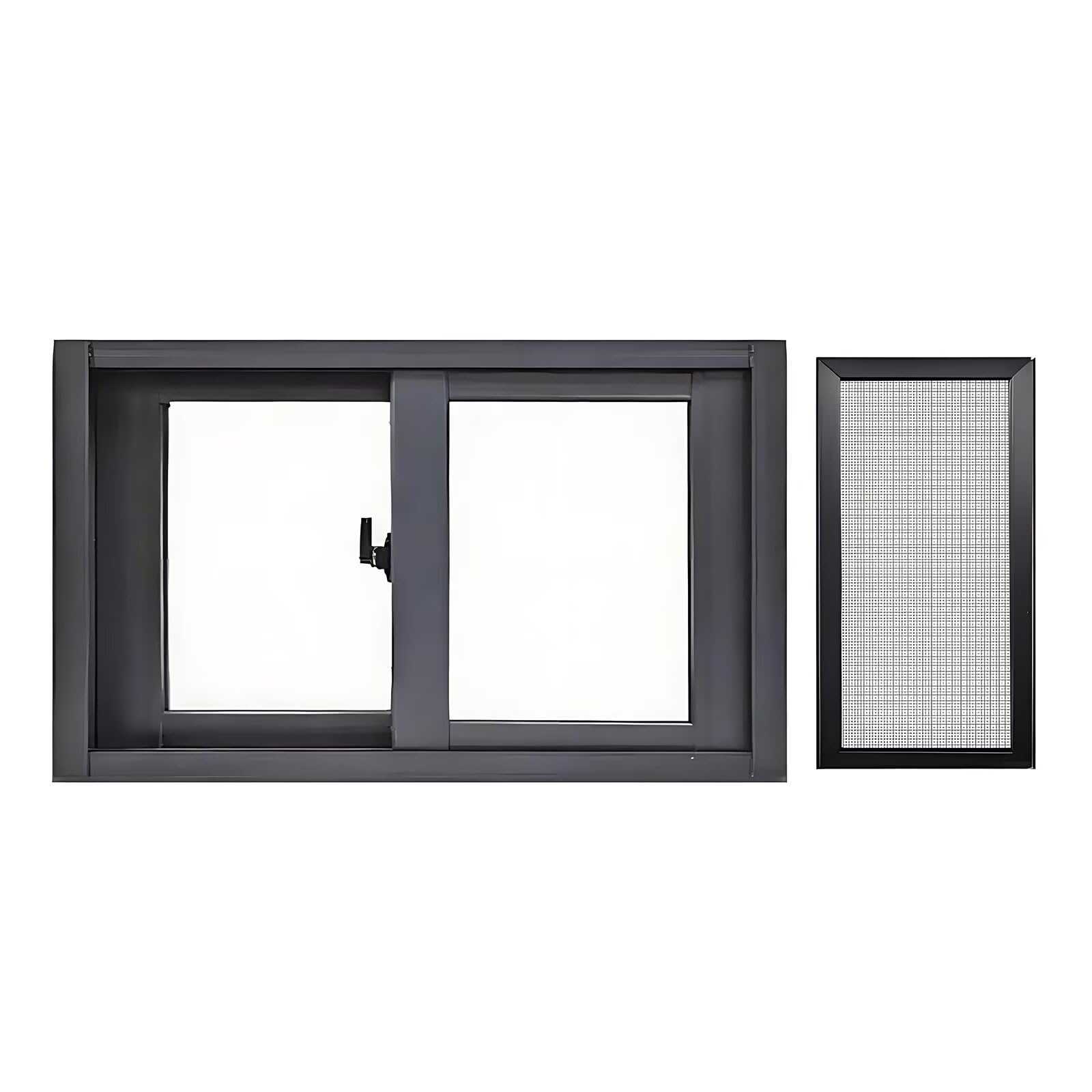 Ventana de vinilo templado de 20 x 12 pulgadas con doble diapositiva negra de privacidad