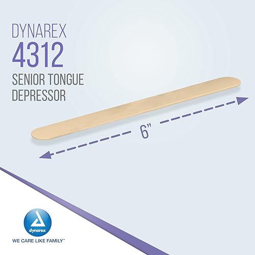 Vista 2 de Dynarex 4312 Depresor de lengua de madera, senior 6 pulgadas, no estéril, paquete de 500