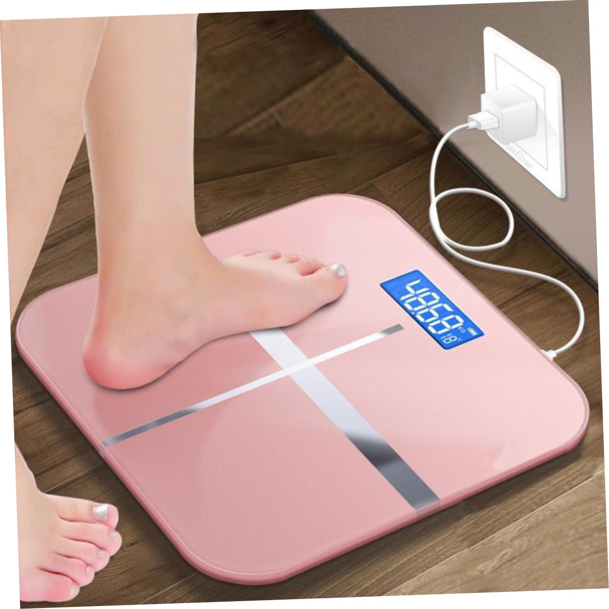 Bilancia Elettronica Digitale e Spegnimento Automatico Ricaricabile USB e Controllo Peso Corpo Vetro Temperato, Display Grande per Uso Domestico