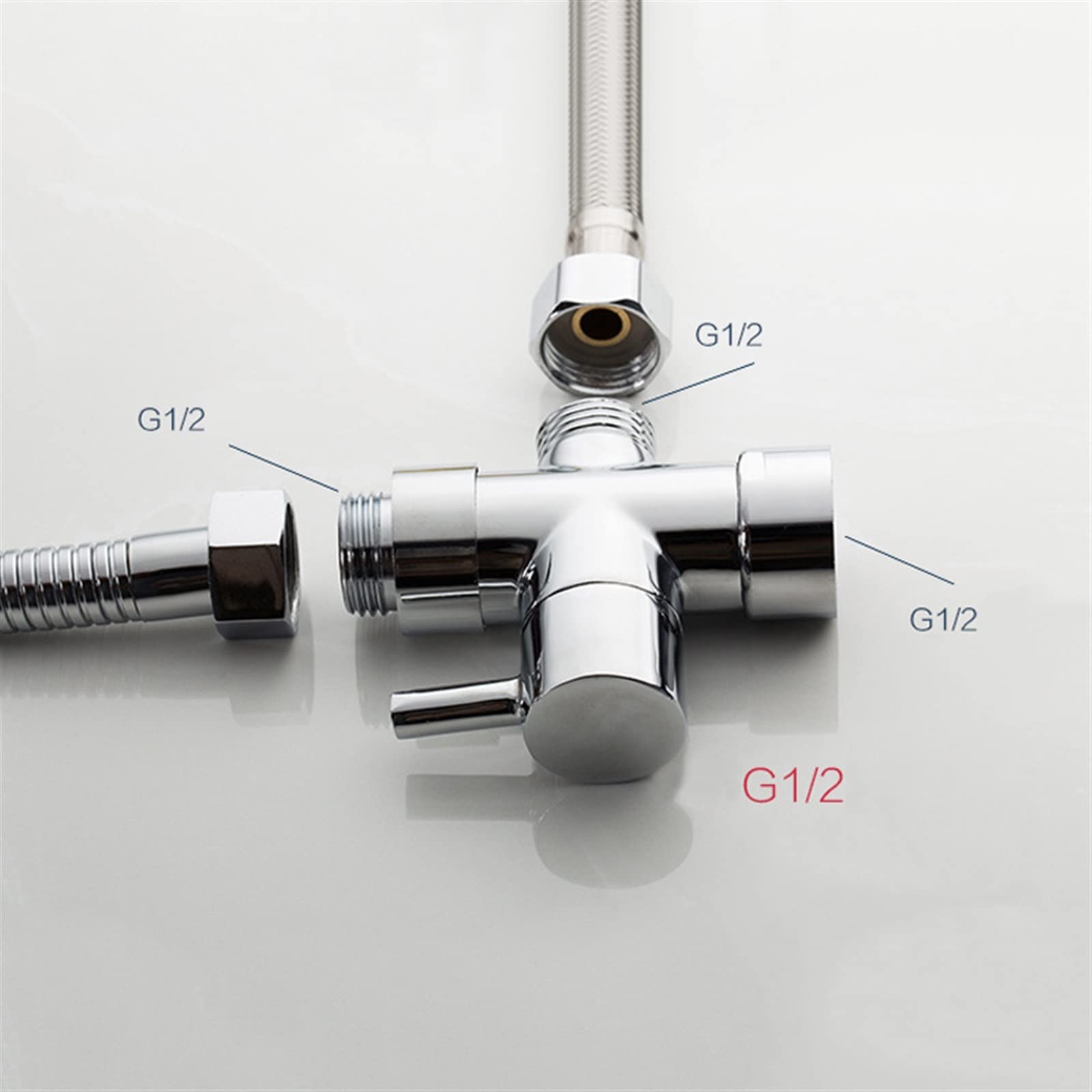 Double Outlet Water Valve 2-Way With Stainless Steel Body & 1/2 Inch Connections – Reliable Angle Valve For Bathroom & Kitchen