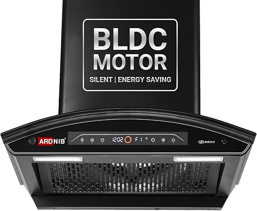 Ardnib 1600 m³/hr Wall Mounted BLDC Auto Clean Kitchen Chimney (NOVA PLUS Filterless BK 60, BLDC Motor, Touch Control + Mo...
